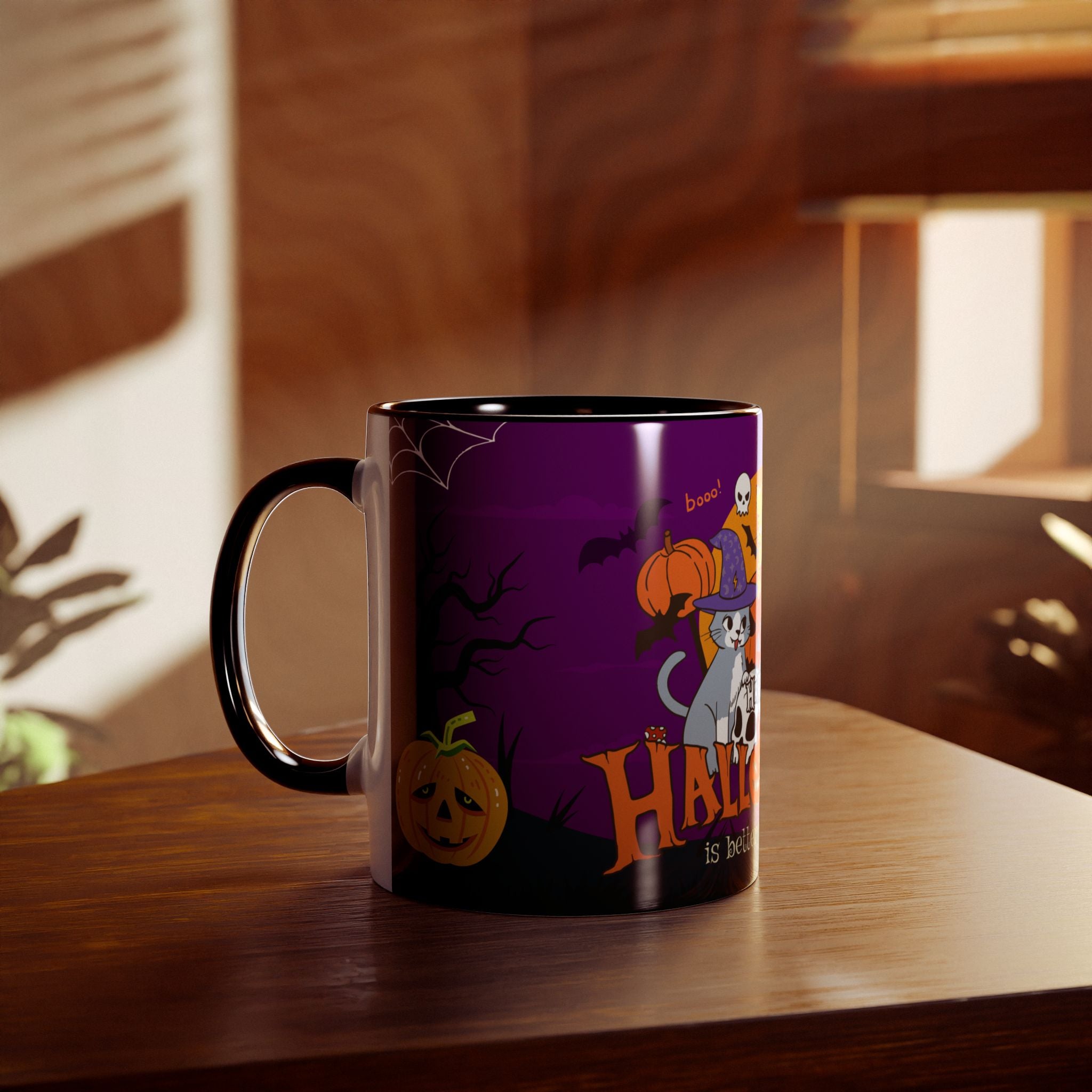 Happy Halloween is Better with Cats | Two-Tone Coffee Mugs